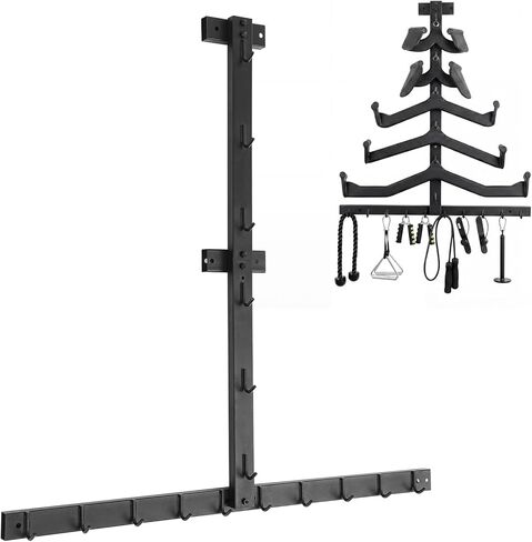 Wall-mounted Gym Accessory Storage Rack, Heavy-duty Steel Lat Pulldown Attachment Organizer, Space-saving T-Bar Design for Home & Commercial Gyms Wall Storage in Saudi Arabia