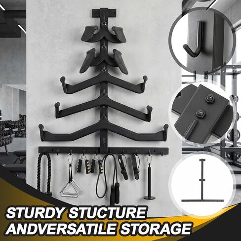 Wall-mounted Gym Accessory Storage Rack, Heavy-duty Steel Lat Pulldown Attachment Organizer, Space-saving T-Bar Design for Home & Commercial Gyms Wall Storage in Saudi Arabia