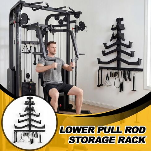 Wall-mounted Gym Accessory Storage Rack, Heavy-duty Steel Lat Pulldown Attachment Organizer, Space-saving T-Bar Design for Home & Commercial Gyms Wall Storage in Saudi Arabia