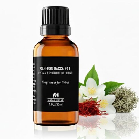 زيت ناشر للروائح الفندقية مستوحى من رائحة فندق باكارات 30 مل - عطر خشبي عنبر للناشر - عطر منزلي ممتاز مع الزعفران والياسمين - زجاجة زيت الزعفران العطرية الزجاجية مع قطارة in Kuwait
