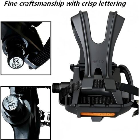 دواسات دراجة واسعة للغاية مع مشابك وأشرطة لأصابع القدم، دواسات منصة كبيرة الحجم مقاس 9/16 بوصة لركوب الدراجات في الأماكن المغلقة وMTB، تصميم مانع للانزلاق لدراجات الطريق in Kuwait