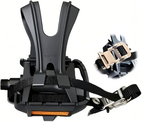 دواسات دراجة واسعة للغاية مع مشابك وأشرطة لأصابع القدم، دواسات منصة كبيرة الحجم مقاس 9/16 بوصة لركوب الدراجات في الأماكن المغلقة وMTB، تصميم مانع للانزلاق لدراجات الطريق in Kuwait