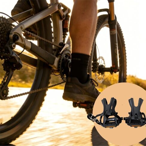 دواسات دراجة واسعة للغاية مع مشابك وأشرطة لأصابع القدم، دواسات منصة كبيرة الحجم مقاس 9/16 بوصة لركوب الدراجات في الأماكن المغلقة وMTB، تصميم مانع للانزلاق لدراجات الطريق in Kuwait