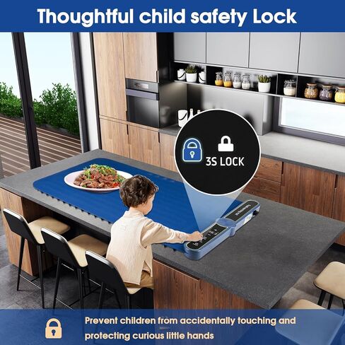 حصيرة تدفئة للطعام، صينية تسخين الطعام الكهربائية من السيليكون مقاس 23 بوصة × 14 بوصة مع درجة حرارة ومؤقت قابلين للتعديل، وسادة تسخين سريعة قابلة للطي للمنزل والمطبخ وحفلات البوفيه، باللون الأزرق، هدايا مثالية لتدفئة المنزل in Kuwait