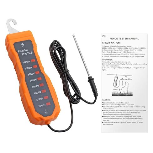 Neoteck 2000-12000V جهاز اختبار الجهد الكهربي للسياج، مكتشف عيوب السياج مع 8 أضواء مؤشر نيون، جهاز اختبار السياج المحمول مناسب لاستكشاف أخطاء المزرعة وأسوار المزرعة وإصلاحها in Saudi Arabia