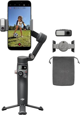 مثبت DJI Osmo Mobile 8 Gimbal للهاتف، تتبع أصلي مع Apple DockKit، دوران 360 درجة، قضيب تمديد مدمج وحامل ثلاثي القوائم، بطارية 10 ساعات، قضيب تمديد، تثبيت ثلاثي المحاور قابل للطي in Saudi Arabia
