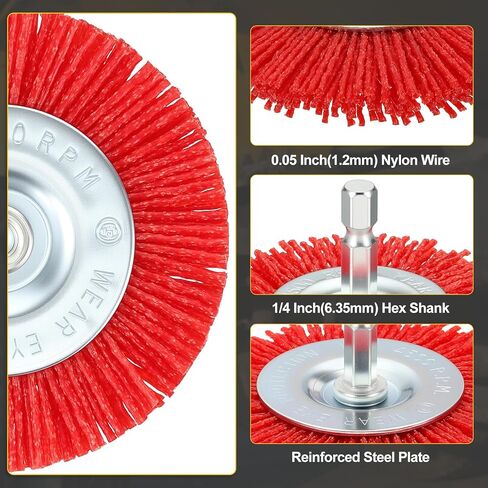 DTGN Wire Pen Cup Brush Set for Drill - 12 Pcs - Coarse Nylon Crimping Drill Wire Brush(0.05" Wires Size) - 1/4 Inch Hex Shank - Good for Cleaning Rust Paint Abrasive(1-2.5" Dia.) in Saudi Arabia