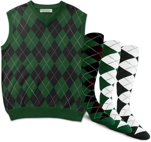 GolfKnickers Argyle Sweater Vest and 3 Sock Set: Mens - Pullover Golf Vest in Kuwait