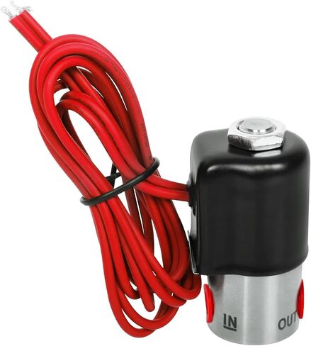 1/8 "NPT صمام الملف اللولبي الكهربائي من الفولاذ المقاوم للصدأ للوقود، 12 فولت تيار مستمر مغلق عادةً فيتون 1/8" NPT داخل/خارج، 100 رطل لكل بوصة مربعة، 0.128 بوصة ممر داخلي، ختم فيتون، أسلاك الرصاص الحمراء in Kuwait