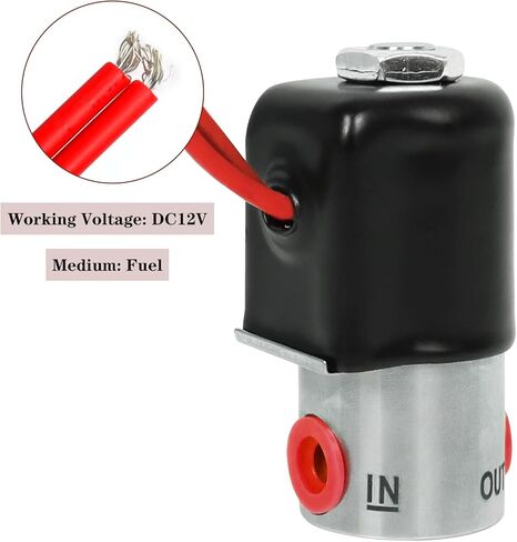 1/8 "NPT صمام الملف اللولبي الكهربائي من الفولاذ المقاوم للصدأ للوقود، 12 فولت تيار مستمر مغلق عادةً فيتون 1/8" NPT داخل/خارج، 100 رطل لكل بوصة مربعة، 0.128 بوصة ممر داخلي، ختم فيتون، أسلاك الرصاص الحمراء in Kuwait