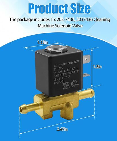 203-7436,2037436 (AC110-120V 60HZ 120VA) صمام الملف اللولبي لآلة التنظيف متوافق مع منظفات السجاد التجارية والسكنية بيسيل بيج جرين، يناسب أرقام الطراز BG10، BG10N2، 86T3،3288 in Kuwait