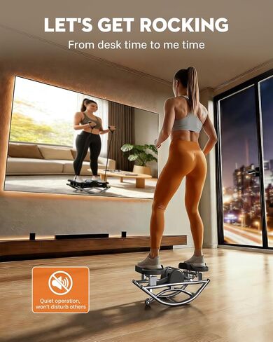 Low-Impact Rocking Steppers for Exercise at Home with Digital Display & Resistance Bands and Non-Slip Mat Equipment for Seniors & Beginners,250LBS Capacity in Saudi Arabia