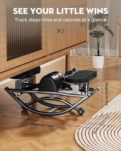 Low-Impact Rocking Steppers for Exercise at Home with Digital Display & Resistance Bands and Non-Slip Mat Equipment for Seniors & Beginners,250LBS Capacity in Saudi Arabia