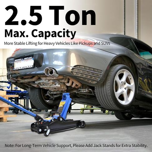 2.5 Ton Car Jack Low Profile Hydraulic Floor Jack, 5500 lbs Capacity, 3.4"-15.2" Lifting Range, Alloy Steel, Black, for Sedans and SUVs in Kuwait