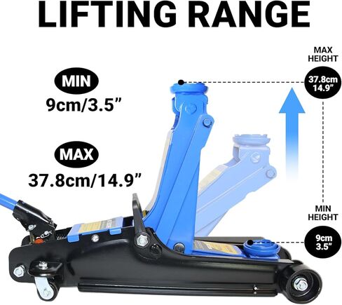 2.5 Ton Car Jack Low Profile Hydraulic Floor Jack, 5500 lbs Capacity, 3.4"-15.2" Lifting Range, Alloy Steel, Black, for Sedans and SUVs in Kuwait