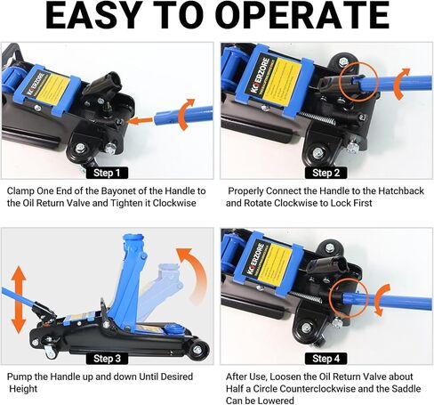2.5 Ton Car Jack Low Profile Hydraulic Floor Jack, 5500 lbs Capacity, 3.4"-15.2" Lifting Range, Alloy Steel, Black, for Sedans and SUVs in Kuwait