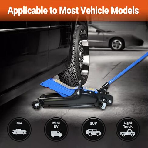 2.5 Ton Car Jack Low Profile Hydraulic Floor Jack, 5500 lbs Capacity, 3.4"-15.2" Lifting Range, Alloy Steel, Black, for Sedans and SUVs in Kuwait