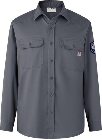 Ubon FR Shirts for Men Flame Resistan Welding Shirt FRC Work Shirt Long Sleeve Welder Shirts 7.5 Oz in Kuwait