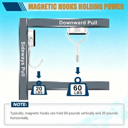 6 PCS Metal Magnetic Hook, 60LBS Heavy Duty with Swivel Swing Magnet Hooks for Cruise Cabins, Hanging, Locker, refrigerator, Office and Kitchen, Outdoor Hooks for Fridge, Storage, Toolbox and Grill in Saudi Arabia