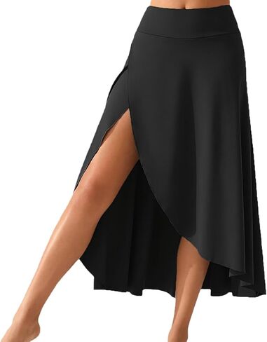 Oplxuo Women's Wrap High Slit Asymmetrical Maxi Skirt High Waist Flowy Skirt for Summer Beach & Vacation in Kuwait