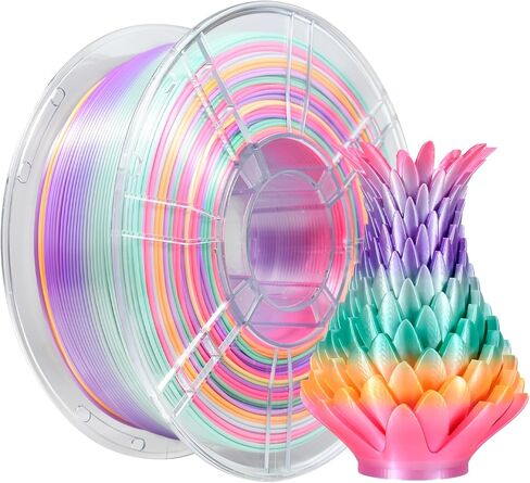 iBOSS Silk Candy Rainbow PLA+ Filament، 1 كجم طابعة ثلاثية الأبعاد PLA Plus Filament 1.75 مم+/ -0.02 مم، تغيير سريع للألوان كل 8 أمتار، مناسب لمعظم طابعات FDM (Silk Candy Rainbow) in Kuwait