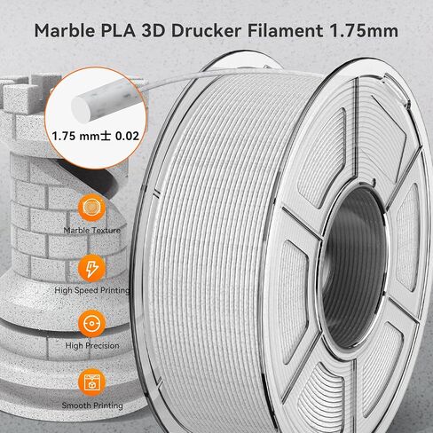 TECBEARS Rapid Marble PLA Filament, PLA 3D Printer Filament for 600mm/s High-Speed Printing, Natural Rock-Like Texture, Fits Most FDM Printers，Marble White in Saudi Arabia