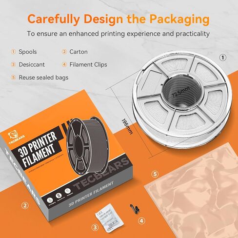 TECBEARS Rapid Marble PLA Filament, PLA 3D Printer Filament for 600mm/s High-Speed Printing, Natural Rock-Like Texture, Fits Most FDM Printers，Marble White in Saudi Arabia