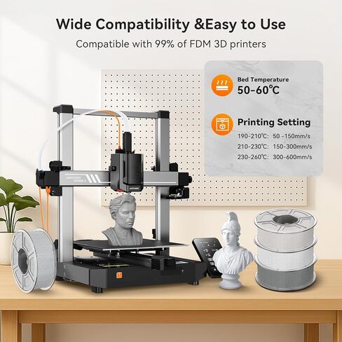 TECBEARS Rapid Marble PLA Filament, PLA 3D Printer Filament for 600mm/s High-Speed Printing, Natural Rock-Like Texture, Fits Most FDM Printers，Marble White in Saudi Arabia