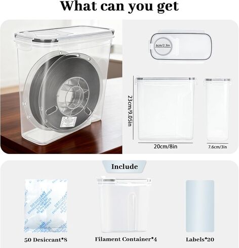 Filament Drying Box, 4 Pack Filament containers. This 3D Printer Filament Storage Box Features a Secure Sealing System that Keeps Them Waterproof and dust-Proof, Keeping Them Organized (4.0 L). in Saudi Arabia