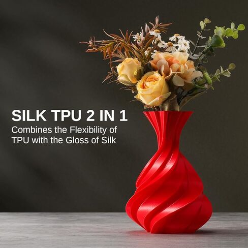 حزمة خيوط SainSmart Silk TPU، خيوط طابعة مرنة 95A TPU ثلاثية الأبعاد، 1.75 مم، دقة الأبعاد +/- 0.03 مم، سطح حريري لامع، حزمة 4 × 250 جم، ذهبي، فضي داكن، أزرق، أحمر in Saudi Arabia