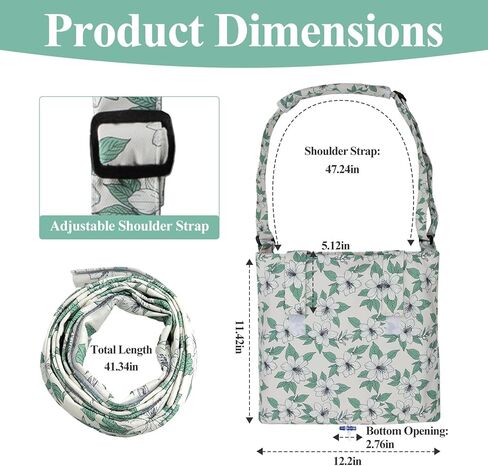 حامل حقيبة تصريف البول، حامل حقيبة القسطرة مع حزام كتف وقاعدة بسحاب، غطاء حقيبة القسطرة وحزام قابل للتعديل، مطبوعات الياسمين، يخفي أكياس تصريف البول حتى 2000 مل in Kuwait