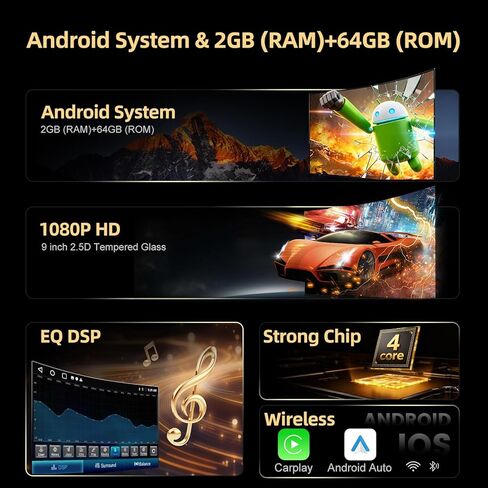 راديو Lexus RX300/RX330/RX350/RX400H 2004-2009 Android 13 - [2+64G] شاشة لمس عالية الدقة 9 بوصة لكزس ستيريو - تشغيل لاسلكي وAndroid Auto، GPS، WiFi، التحكم الصوتي + كاميرا احتياطية AHD + CANBUS in Saudi Arabia