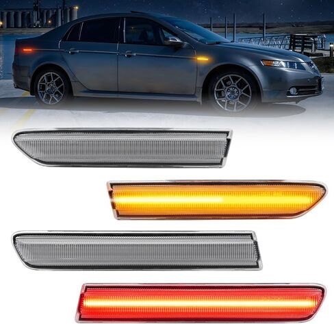 NJSBYL العنبر/الأحمر LED أضواء العلامات الجانبية ل Acura TL 2004 2005 2006 2007 2008 عدسة مدخنة أمامي/خلفي يسار ويمين مصابيح LED جانبية بديلة in Saudi Arabia