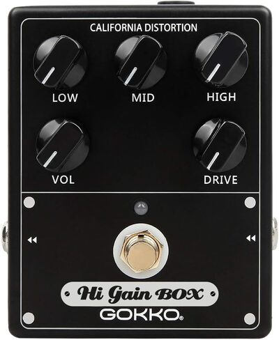 GOKKO Hi-Gain Box Distortion Pedal - California Mesa Boogie Amp Simulation | 5 Control Knobs for Custom Tone Shaping | All-Analog Overdrive | 9V DC Power Supply in Kuwait