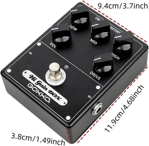 GOKKO Hi-Gain Box Distortion Pedal - California Mesa Boogie Amp Simulation | 5 Control Knobs for Custom Tone Shaping | All-Analog Overdrive | 9V DC Power Supply in Kuwait