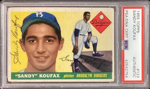 ساندي كوفاكس وقعت 1955 Topps # 123 Rookie Card Dodgers HOF Autograph PSA / DNA - بطاقات البيسبول الموقعة in Saudi Arabia