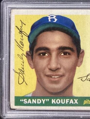 ساندي كوفاكس وقعت 1955 Topps # 123 Rookie Card Dodgers HOF Autograph PSA / DNA - بطاقات البيسبول الموقعة in Saudi Arabia