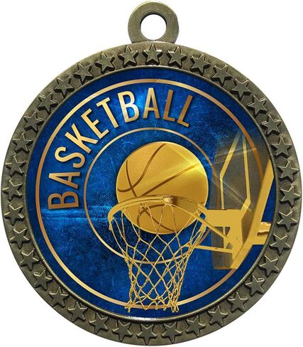 2-1/2 Inch Die-Cast Metal Award Medallion with Antique Gold Finish and Attached 2 Inch Full Color Laminated Sport Insert. in Saudi Arabia