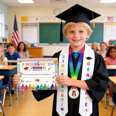 6 قطع وشاح التخرج لرياض الأطفال 2026، ميداليات دبلوم رياض الأطفال، حديد على الحروف للحرف اليدوية، تزيين حفلات التخرج، هدية التخرج، لوازم الحفلات المفضلة in Kuwait