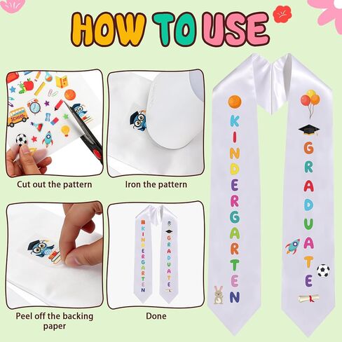 6 قطع وشاح التخرج لرياض الأطفال 2026، ميداليات دبلوم رياض الأطفال، حديد على الحروف للحرف اليدوية، تزيين حفلات التخرج، هدية التخرج، لوازم الحفلات المفضلة in Kuwait