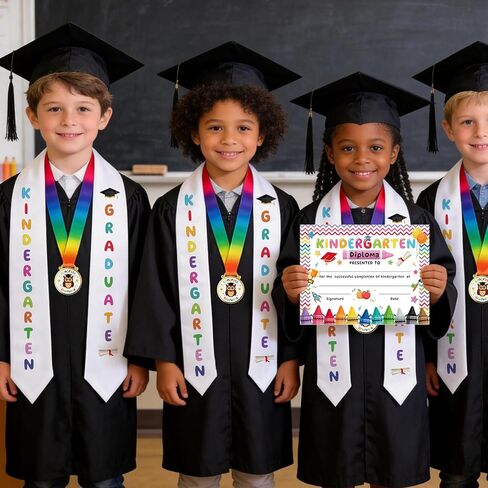 6 قطع وشاح التخرج لرياض الأطفال 2026، ميداليات دبلوم رياض الأطفال، حديد على الحروف للحرف اليدوية، تزيين حفلات التخرج، هدية التخرج، لوازم الحفلات المفضلة in Kuwait