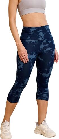 Super Soft High Waisted Tie Dye Print Sport Capri Pants for Women， No See Through Workout Running Yoga Capri Pants. in Saudi Arabia