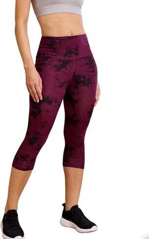 Super Soft High Waisted Tie Dye Print Sport Capri Pants for Women， No See Through Workout Running Yoga Capri Pants. in Saudi Arabia