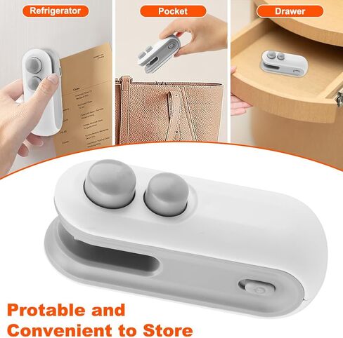 2-in-1 Mini Bag Sealer, Rechargeable Bag Sealer Heat Seal with Cutter, Magnet Mini Resealer Machine for Plastic Bags Snack Bags 1 Pack in Kuwait