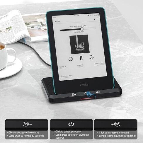 Wireless Charging Dock with Speaker for Audiobook, Wireless Charger Compatible with Kindle Paperwhite Signature Editions (2022 & 2024 Releases) and Kindle Colorsoft Signature Edition, iPhone, Samsung in Saudi Arabia