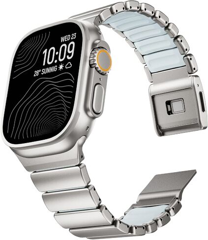 VeveXiao Full Titanium with Silicone Band Compatible with Apple Watch Ultra 3/2/1 49mm/Series 11/10/9/8/7 46mm 45mm SE 3/2/1 44mm, Adjustable Links Titanium Connectors and DLC Coating in Kuwait