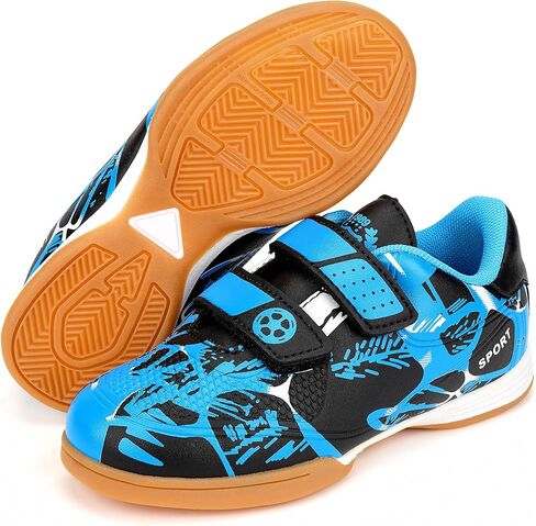 Linkidea Kids Laceless Indoor Soccer Shoes, Rubber Outsole Anti-Slip Sneaker, Futsal Training Cleats for Boys and Girls (Green) (Blue, US Footwear Size System, Little Kid, Numeric, Medium, 11) in Saudi Arabia