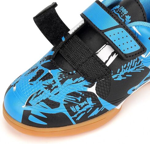 Linkidea Kids Laceless Indoor Soccer Shoes, Rubber Outsole Anti-Slip Sneaker, Futsal Training Cleats for Boys and Girls (Green) (Blue, US Footwear Size System, Little Kid, Numeric, Medium, 11) in Saudi Arabia