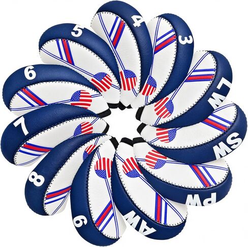 أغطية نادي الجولف بعلم الولايات المتحدة، مجموعة أغطية رأس من النيوبرين الفاخر مكونة من 11 قطعة، مجموعة أغطية رأس حديد الجولف، أغطية واقية للمكاوي in Kuwait