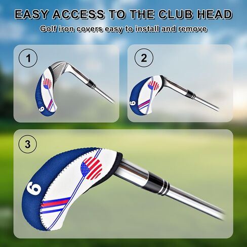 أغطية نادي الجولف بعلم الولايات المتحدة، مجموعة أغطية رأس من النيوبرين الفاخر مكونة من 11 قطعة، مجموعة أغطية رأس حديد الجولف، أغطية واقية للمكاوي in Kuwait